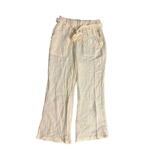 Sincerely Jules Gauze Pants Wide Leg High‎ Waist Belted Cream Size L